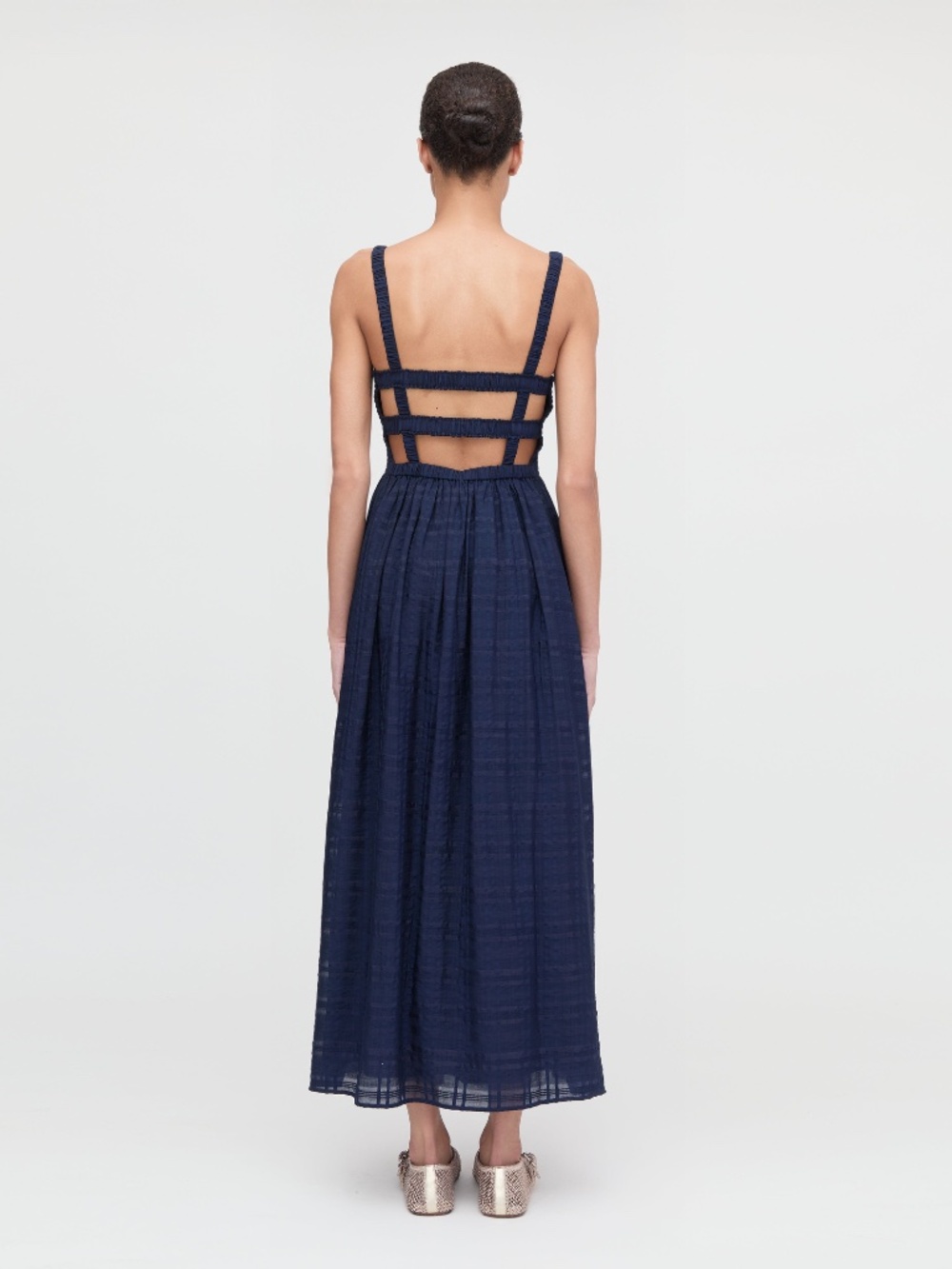 Hill House Home The Anita Nap Dress - Navy Sheer Plaid Size XLNavy Sheer Plaid / - Picture 3 of 3